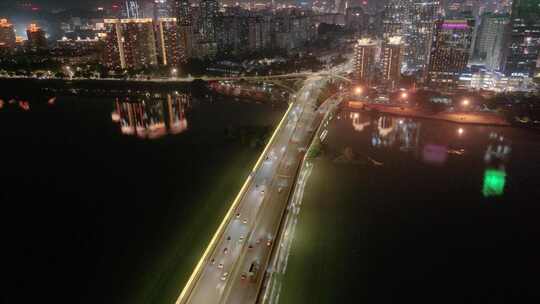 福州台江区金山大桥立交桥航拍车流夜晚夜景