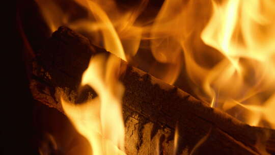 燃烧的木炭火焰木柴火堆篝火视频素材模板下载