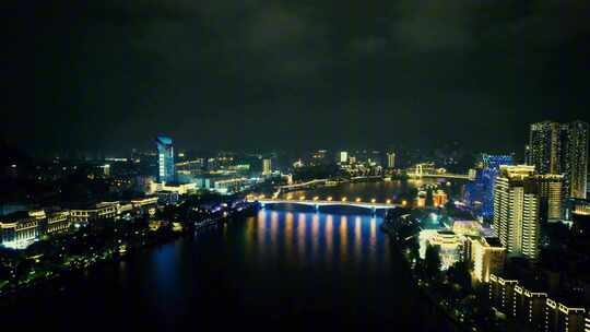 柳州大桥夜景灯光航拍