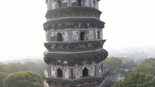 航拍苏州虎丘，虎丘塔