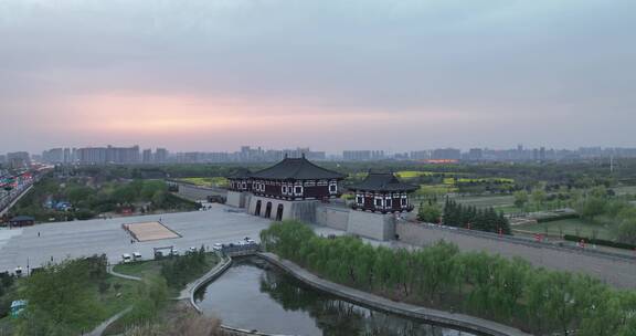 高清航拍城市边春天油菜花田野空镜