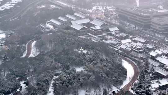 西安大唐芙蓉园雪景视频素材模板下载