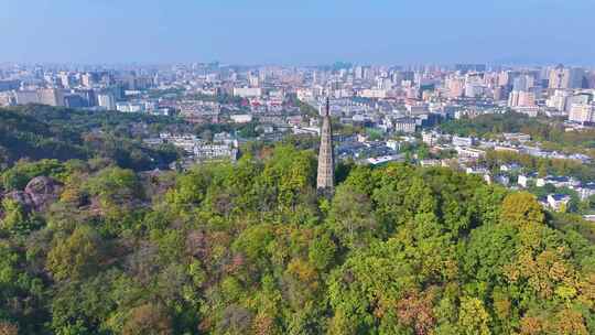 浙江杭州西湖景区宝石山保俶塔航拍旅游风景