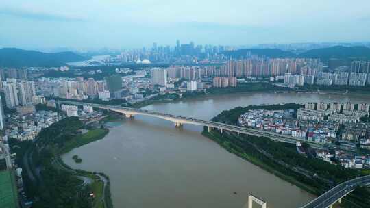 南宁 邕江 傍晚 大景 全景 航拍