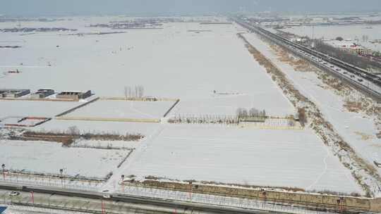 航拍北方雪景