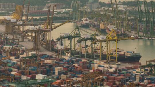 4K航拍港口码头集装箱-物流货运海洋运输