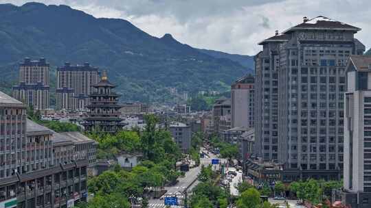 航拍畲乡景宁城市风格