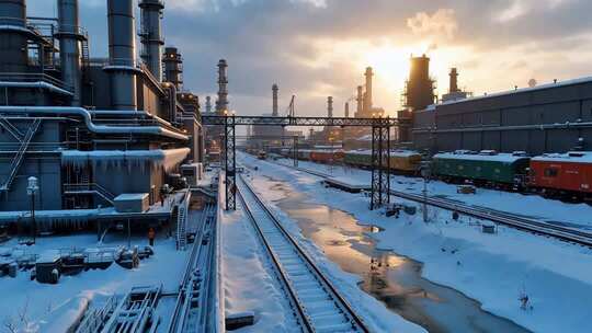 冬日工厂铁路全景