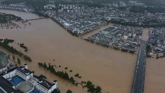 徽州古城歙县洪水实拍