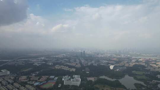 广州城市大景大学城航拍