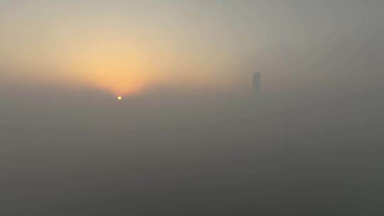上海平流雾 城市风光航拍