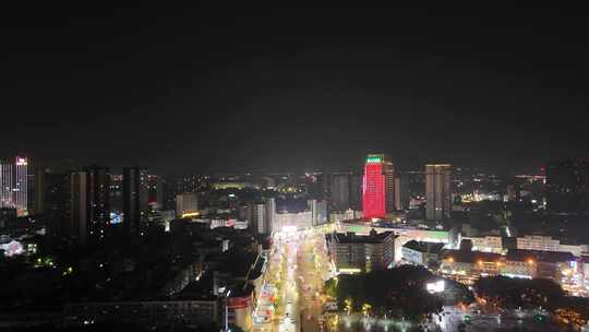 四川德阳夜景德阳商业广场夜景航拍