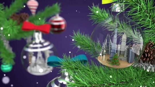 新年旅游清新动感圣诞树卡通AE模板AE视频素材教程下载