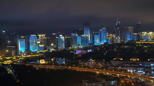 4K海口城市夜景航拍