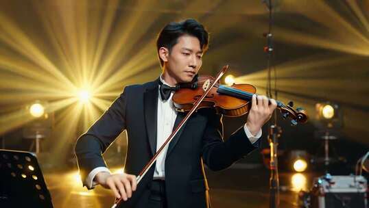男士舞台演奏小提琴素材