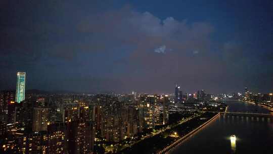 广东省广州市珠江夜景猎德大桥航拍风光4k