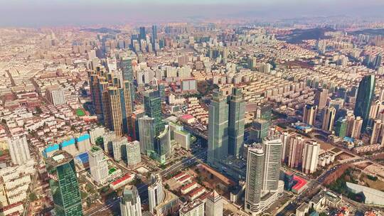 山东青岛城市风景高空航拍全景