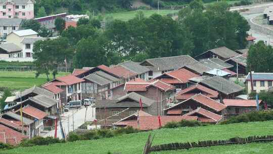 高原村庄田园森林风景