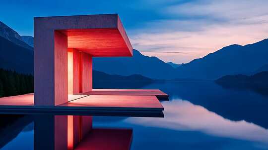 湖畔建筑现代风格 极简设计自然融合建筑美