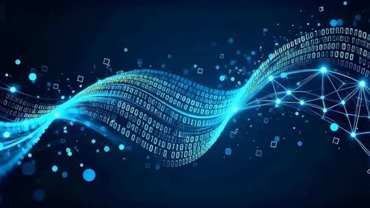 蓝色科技粒子数字流动素材