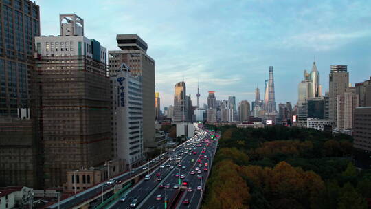 上海高架桥车流视频素材模板下载