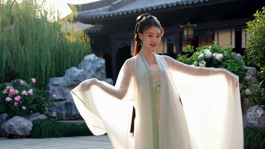古风女子轻纱曼舞