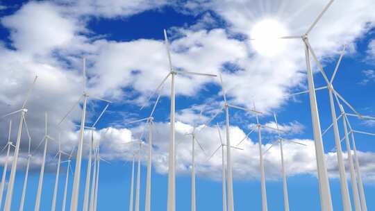 蓝天白云和风力发电新能源