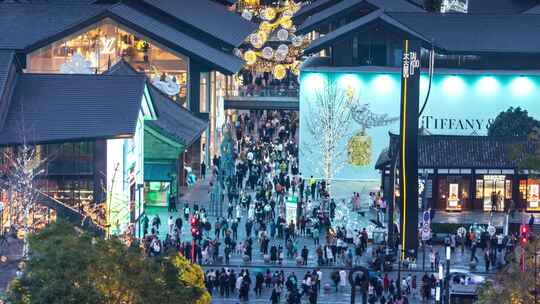 春熙路太古里步行街夜景人流