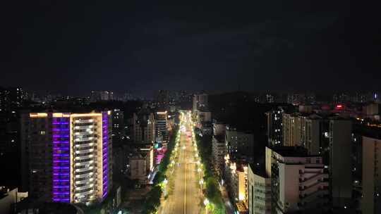 航拍四川自贡夜景自贡城市风光