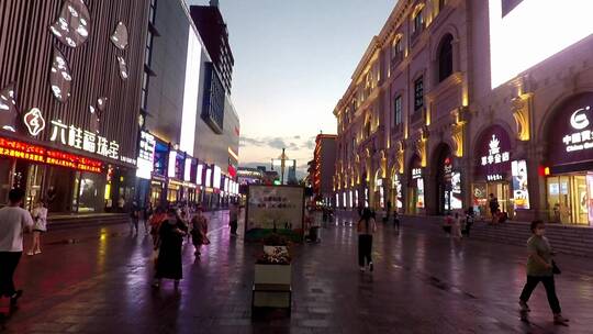 沈阳中街商业步行街视频素材模板下载