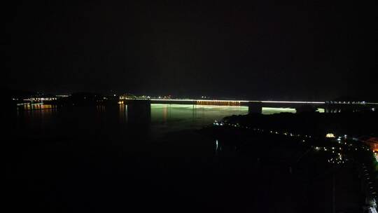 航拍湖北宜昌秭归县长江三峡夜景