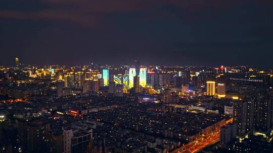 昆明二环西路方向航拍昆明城市夜景