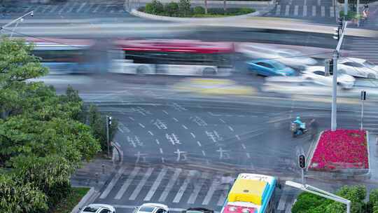 广州天河_十字路口车流_道路车流_地面延时