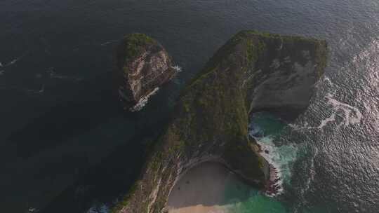 HDR印尼佩尼达岛精灵坠崖自然风光航拍