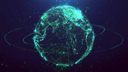 旋转的网络数据地球视频