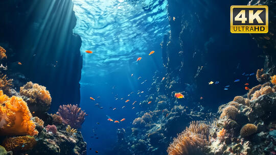 海底世界大海深处风景鱼群珊瑚视频素材9