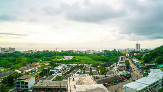 延时普吉岛城市与海洋背景