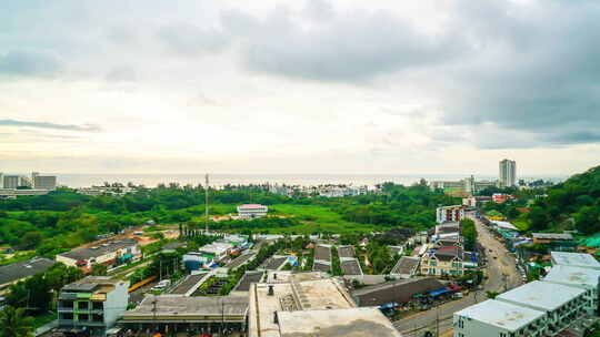 延时普吉岛城市与海洋背景视频素材模板下载