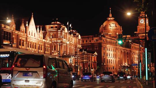 4k外滩夜晚车流