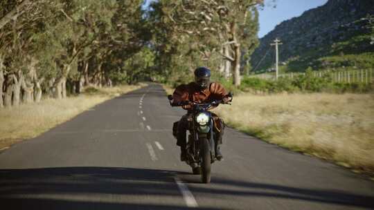 摩托车、自行车手、骑行、沥青