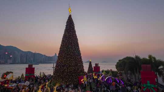 圣诞树夜景延时