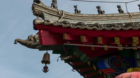 寺院佛教沈阳慈恩寺香火钟鼓楼石碑屋檐钟