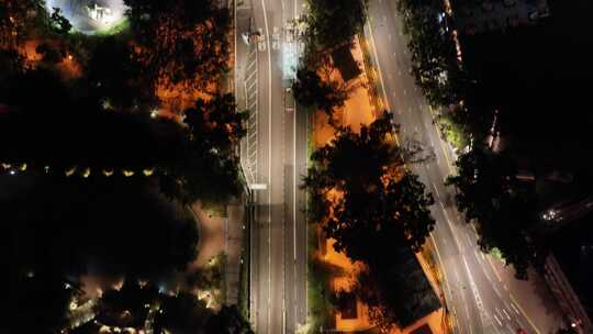 香港湾仔区写字楼夜景航拍