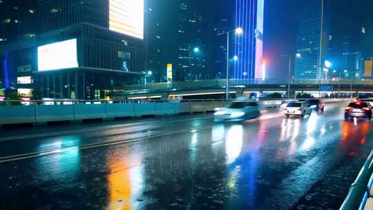 合集-城市雨夜 夜晚下雨街道 十字路口