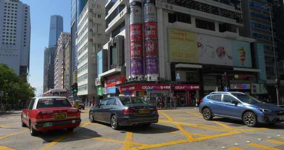 香港城市街头十字路口升格