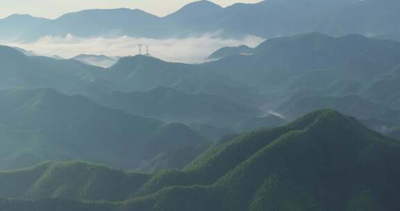 高山竹海云雾云海航拍杭州余杭百丈