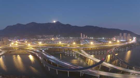 福州市区鼓山月出与国货互通立交桥黄昏延时