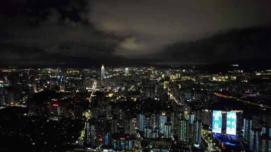 浙江温州城市夜景灯光航拍