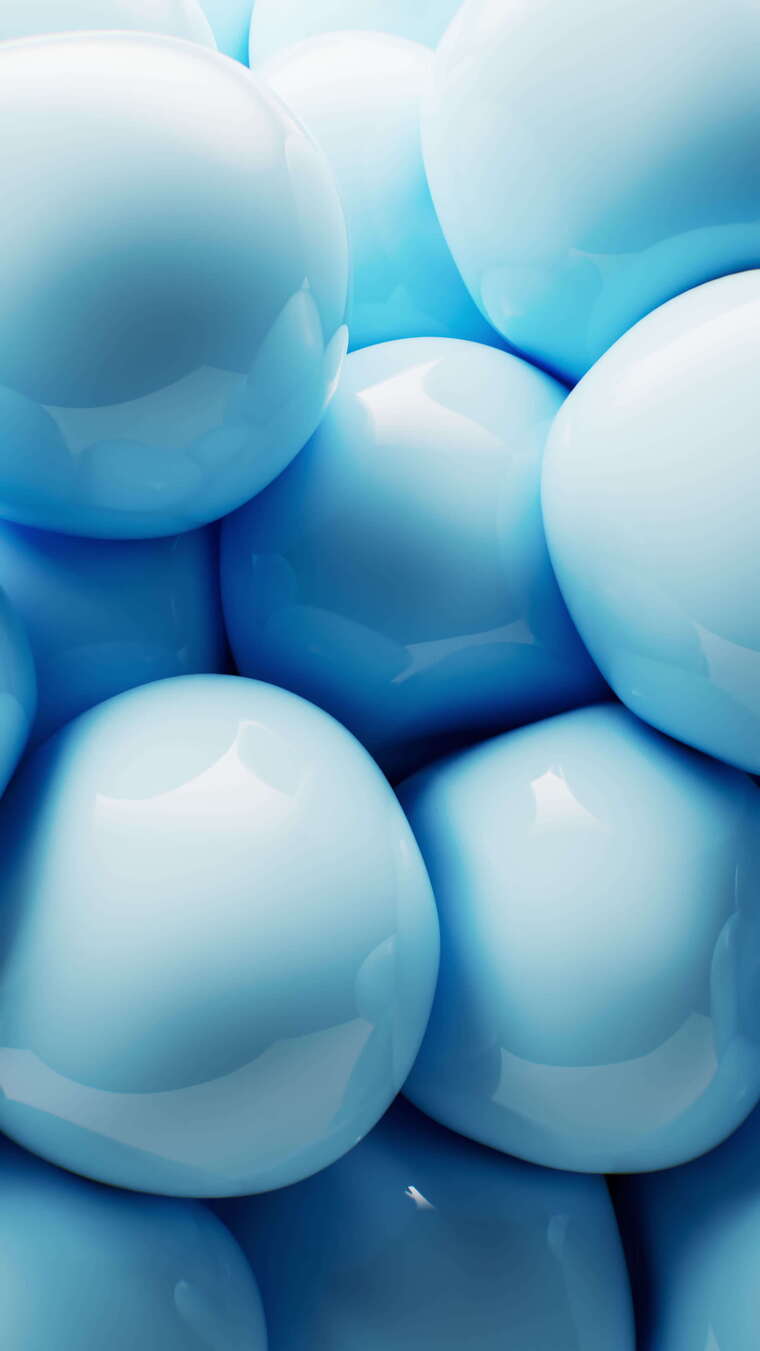 蓝色柔软的弹性球体三维渲染