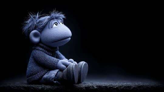 蓝色玩偶的孤独沉思